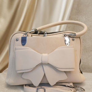 Chic Cream Bow Accent Handbag