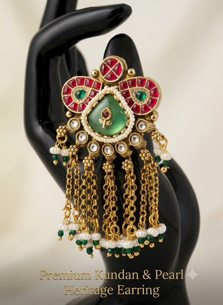 Premium Kundan & Pear Earrings